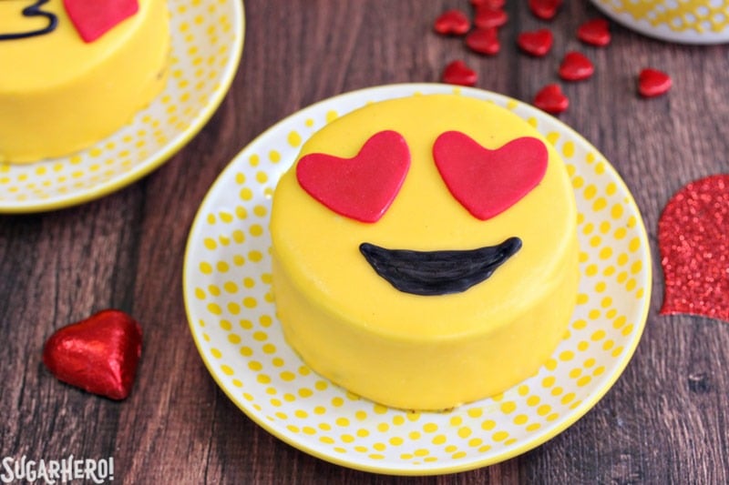 Emoji Cakes - mini chocolate cakes with emoji designs! | From SugarHero.com