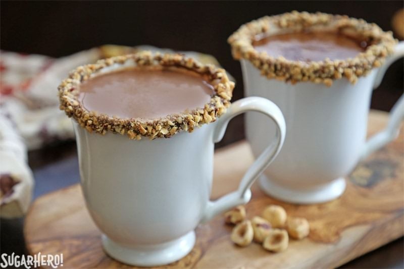 Nutella Hot Chocolate – a rich, indulgent sipping chocolate with Nutella mixed right in! | From SugarHero.com