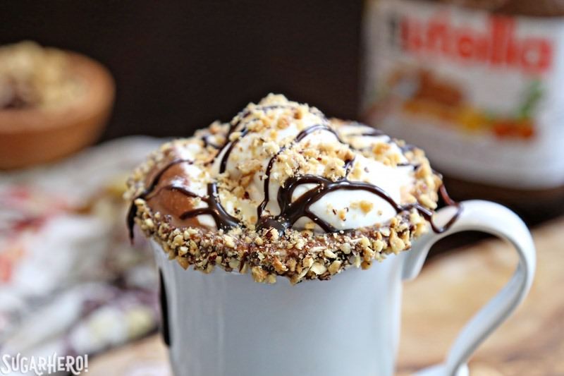 Nutella Hot Chocolate – a rich, indulgent sipping chocolate with Nutella mixed right in! | From SugarHero.com