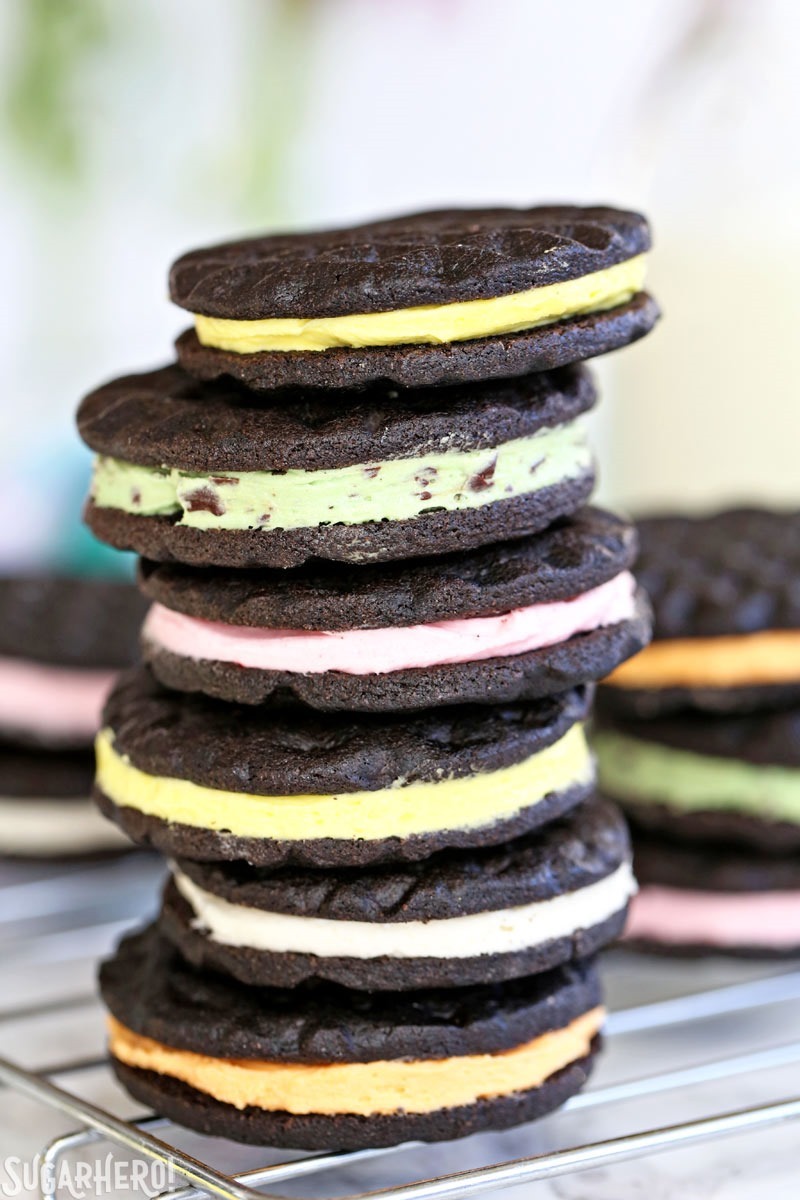 Gourmet Homemade Oreos - with different flavors of cream filling! | From SugarHero.com