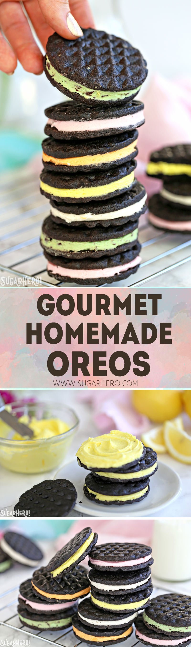 Gourmet Homemade Oreos - with different flavors of cream filling! | From SugarHero.com