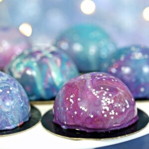 Galaxy Mousse Cakes | From SugarHero.com