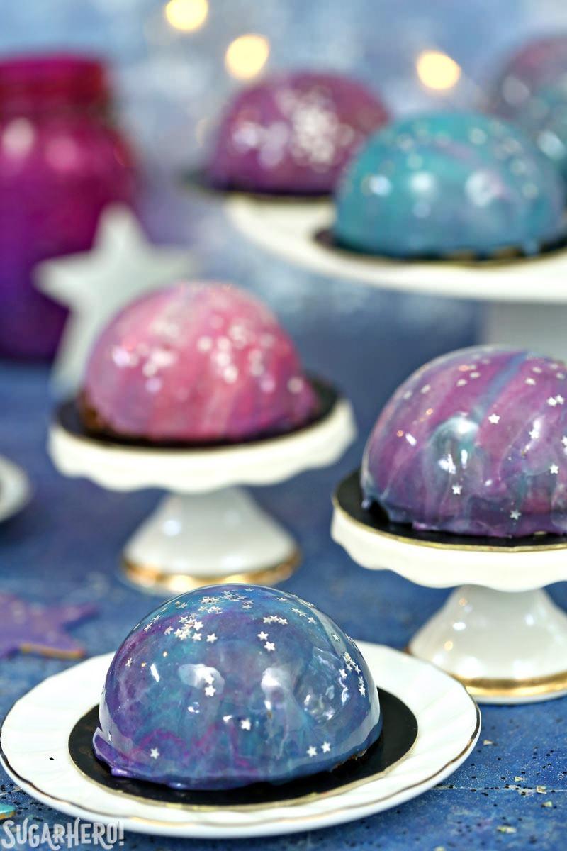 Galaxy Mousse Cakes with Mirror Glaze - SugarHero