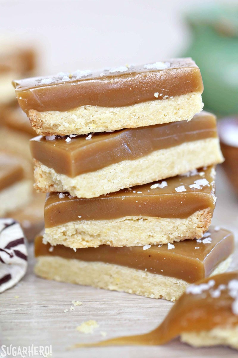Salted Caramel Bars - great when dunked in chocolate, but also delicious when eaten plain! | From SugarHero.com