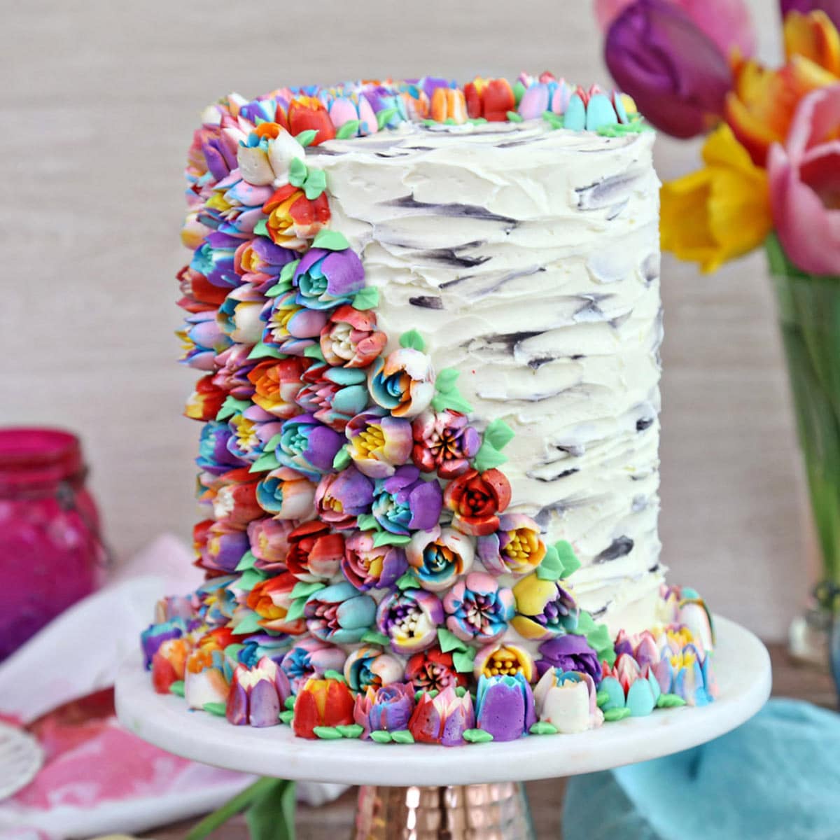 The side of a Spring In Bloom Layer Cake.