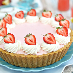 Strawberry Lemonade Ice Cream Pie | From SugarHero.com