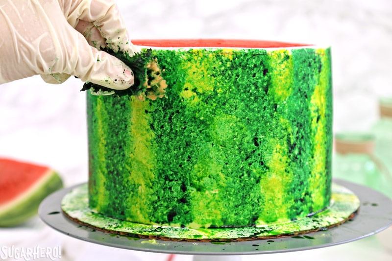 Watermelon Layer Cake - a fun cake that looks AND tastes like a watermelon! | From SugarHero.com