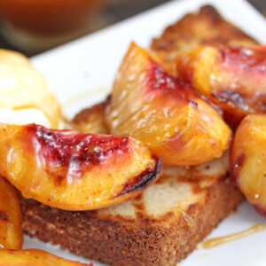Grilled Pound Cake and Peaches | From SugarHero.com