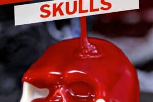 Image of Metling Chocoalte Skull with text overlay for Pinterest.