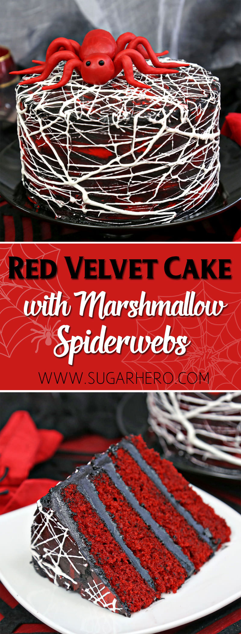 Red Velvet Marshmallow Spiderweb Cake SugarHero