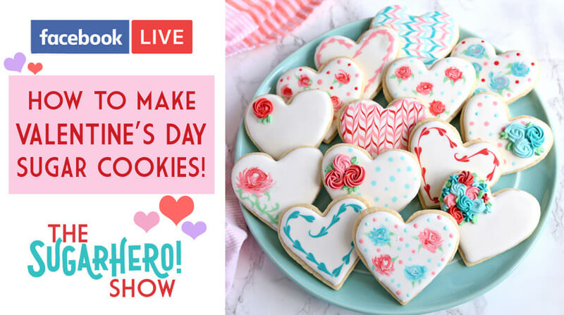 How to Make Valentine's Day Sugar Cookies - live tutorial video with Elizabeth from SugarHero!