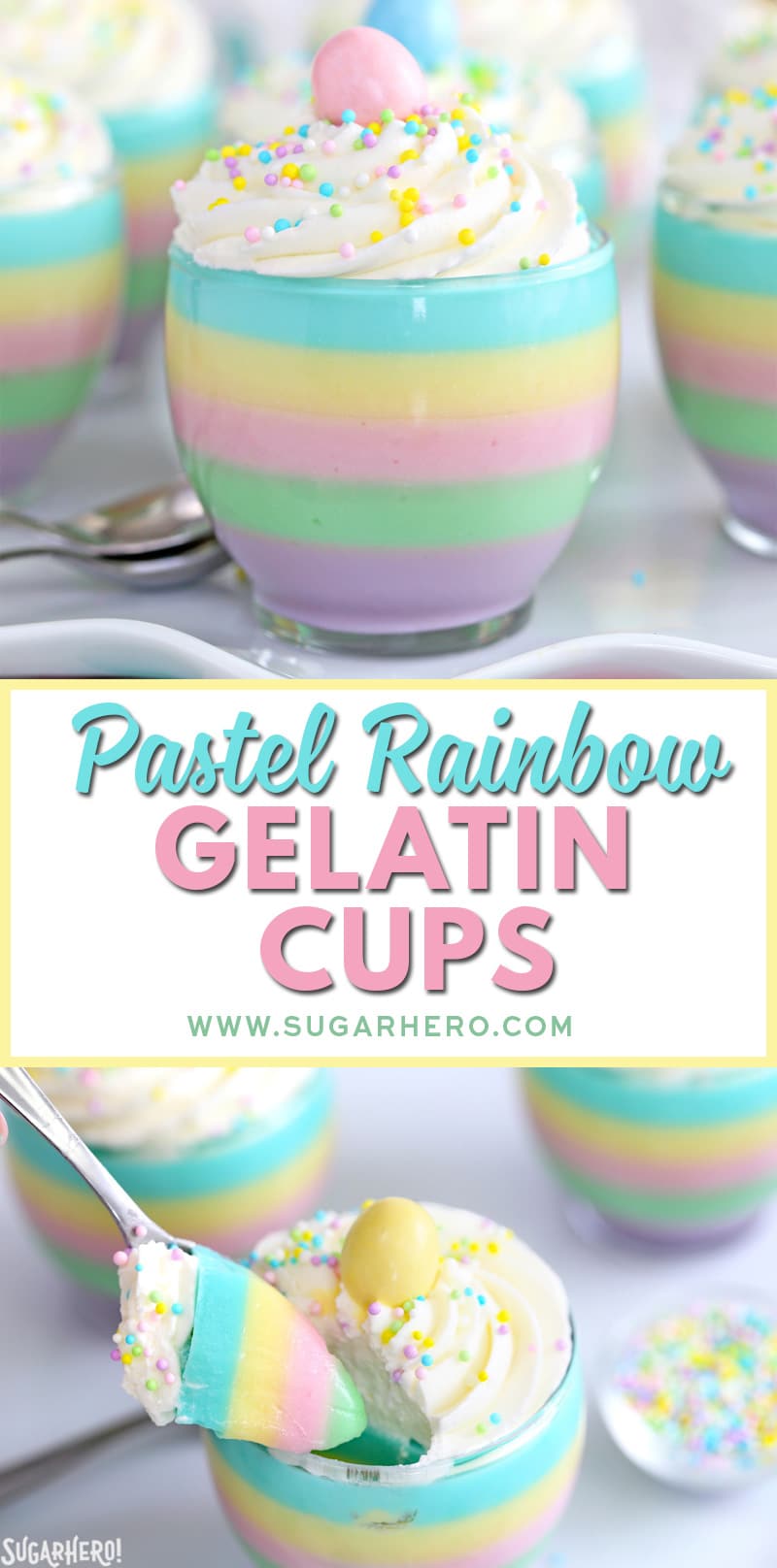 Pastel Rainbow Gelatin Cups SugarHero