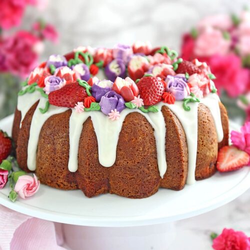 Strawberry Swirl Bundt Cake | From SugarHero.com