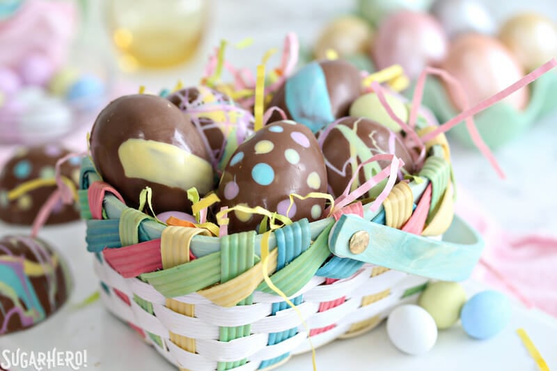 Peanut Butter Easter Eggs in a pastel Easter basket