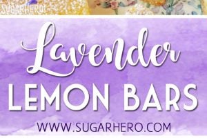 Pinterest collage of lavender lemon bars with text overlay in the middle.