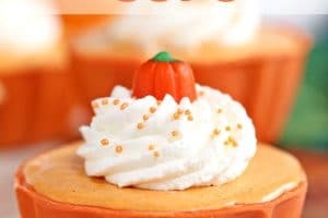 1 photo of Pumpkin Pie Mousse Cups with text overlay for Pinterest.