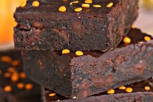 Photo of 2-Ingredient Pumpkin Brownies with text overlay for Pinterest.