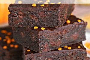 Photo of 2-Ingredient Pumpkin Brownies with text overlay for Pinterest.