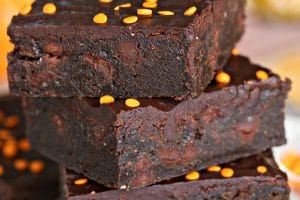 Photo of 2-Ingredient Pumpkin Brownies with text overlay for Pinterest.