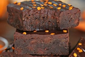 Photo of 2-Ingredient Pumpkin Brownies with text overlay for Pinterest.