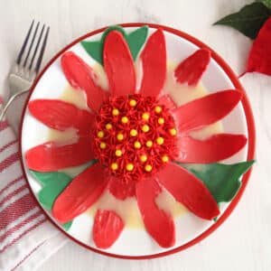 Hot white chocolate ganache poured over a Blooming Chocolate Flower.