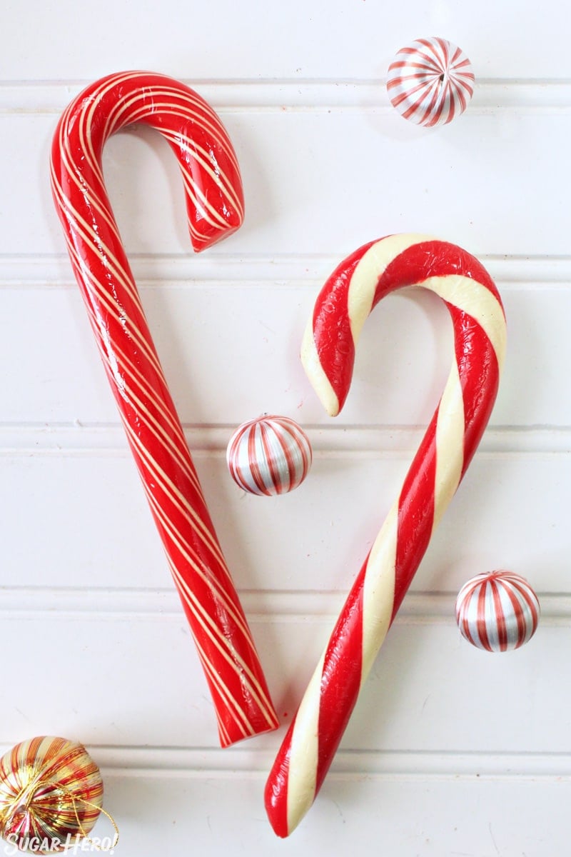 Candy Cane Chocolate Cake - two jumbo candy canes | From SugarHero.com