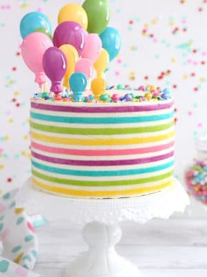 Striped Buttercream Balloon Cake | From SugarHero.com