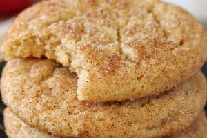 Snickerdoodles with text title overlay for Pinterest.