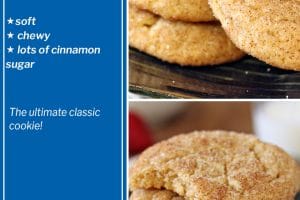 2 photo collage of Snickerdoodle Cookies with text overlay for Pinterest.