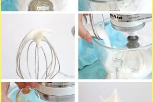 Pinterest collage showing how to make meringue cookies.