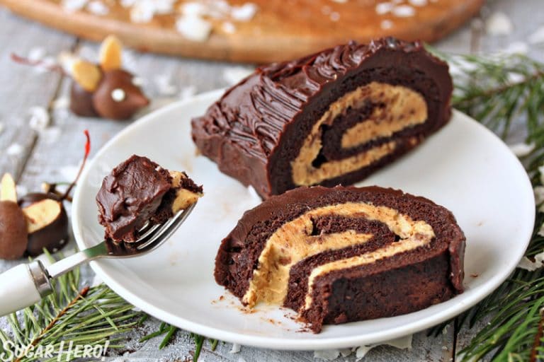Peanut Butter Cup Yule Log SugarHero