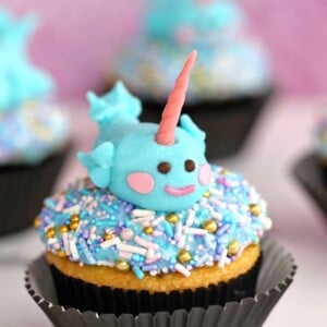 Narwhal Cupcakes with sprinkles