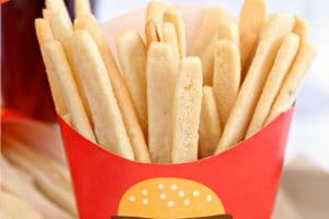 Photo of Sugar Cookie French Fries with text overlay for Pinterest.