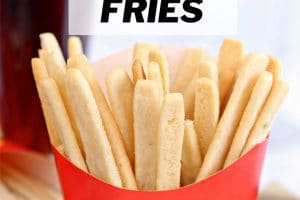 Photo of Sugar Cookie French Fries with text overlay for Pinterest.