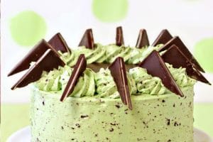 Mint Chocolate Chip Layer Cake picture with text overlay for Pinterest