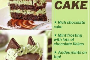 Picture collage of Mint Chocolate Chip Layer Cake with text overlay for Pinterest