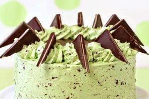 Mint Chocolate Chip Layer Cake with text overlay for Pinterest