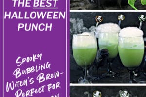 Witch's Brew Halloween Punch collage with text overlay for Pinterest