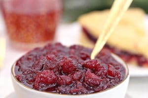 Homemade Cranberry Sauce picture with text overlay for Pinterest.