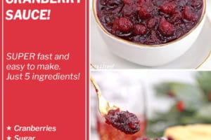 Two photo collage of Homemade Cranberry Sauce with overlay text for Pinterest