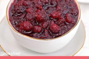 Homemade Cranberry Sauce picture with text overlay for Pinterest.