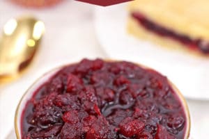 Homemade Cranberry Sauce picture with overlay text for Pinterest