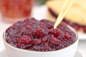 Homemade Cranberry Sauce picture with text overlay for Pinterest.