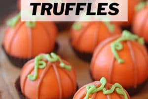 Pumpkin Bread Truffles picture with overlay text for Pinterest