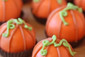 Pumpkin Bread Truffles picture with overlay text for Pinterest