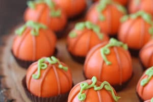 Pumpkin Bread Truffles picture with overlay text for Pinterest