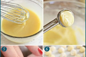 Eight photo collage showing steps to make Champagne White Chocolate Truffles