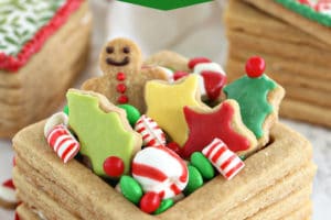 Picture of Edible Christmas Cookie Boxes with text overlay for Pinterest
