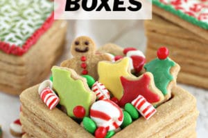 Picture of Edible Christmas Cookie Boxes with text overlay for Pinterest