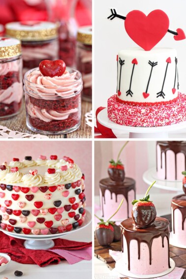 Collage of 4 Valentine's Day cakes